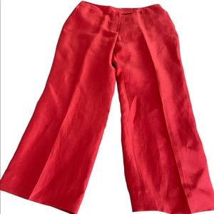 Size 16 Talbots red silk & linen trousers / pants